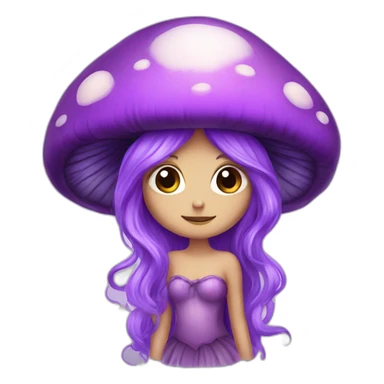 purple mushroom fairy with long hair sticker