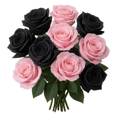 bouquet of black and pink roses , remove background sticker