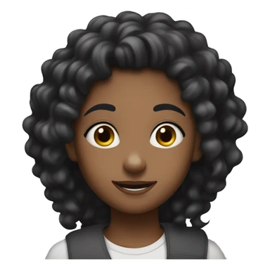 Black gril with long black curly hair excited ￼  sticker