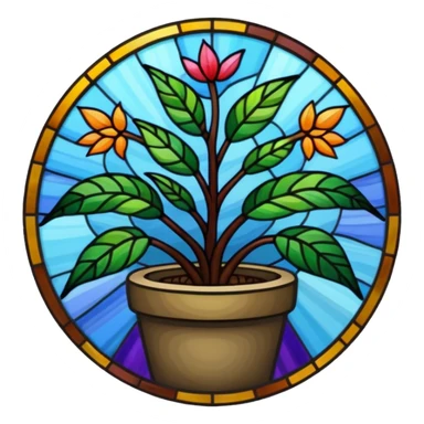 Stained glass plant sticker