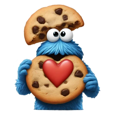 cookie monster with a heart sticker