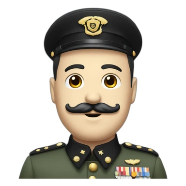 white man with black combover hair and black charlie chaplin mustache in military uniform sticker