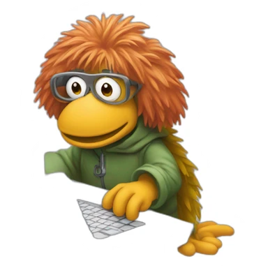 fraggle software engineer typing code on laptop sticker