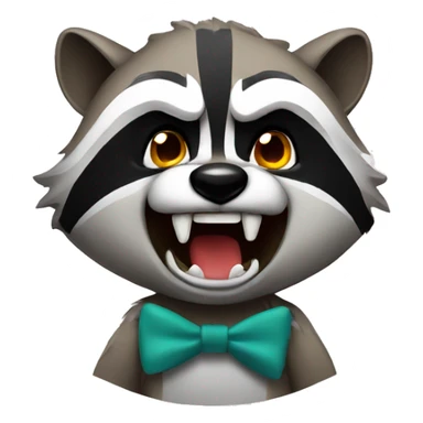 angry raccoon with bow on its head sticker