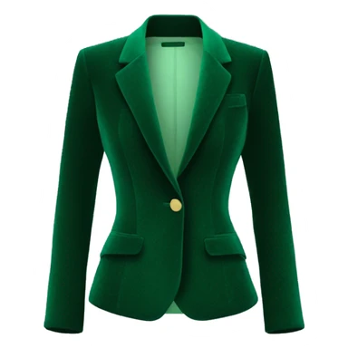 Realistic isolated side view of a emerald green velvet feminine fashion blazer jacket. sticker