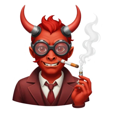 Devil with goggles smoking sticker