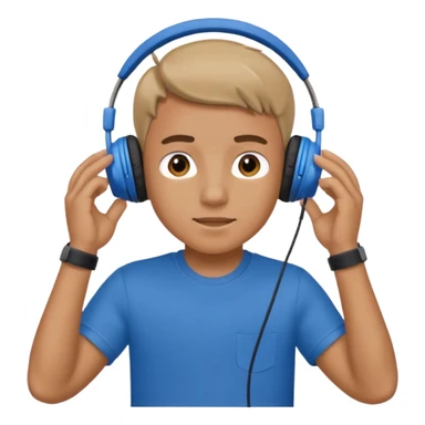 a boy taking off his headphones sticker