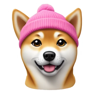 shiba dog with pink beanie sticker