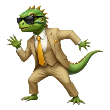 capitalist iguana banker godfather with black sunglasses breakdance scaring sticker