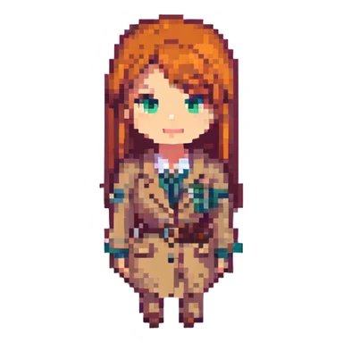 female recruiter, cute, pixel art with bright colors sticker