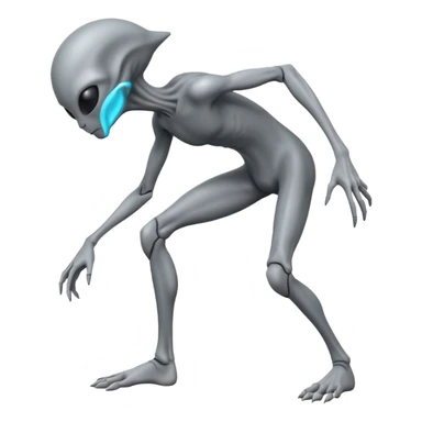 fullbody gray alien bending knee BACKVIEW sticker