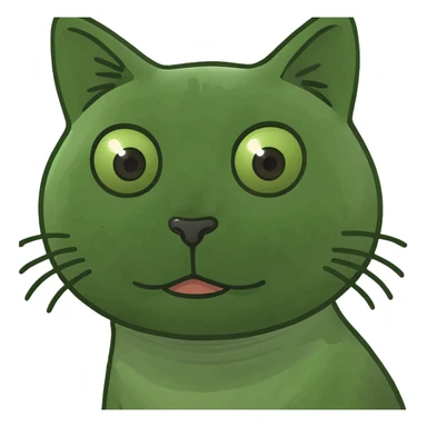 A cute cat emoji in the style of a green Bufo frog meme. sticker