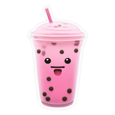 Pink boba tea sticker