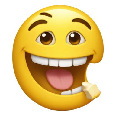 happy emoji face eating yellow bone sticker