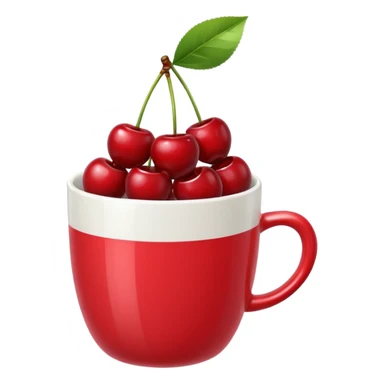 5pcs Fruit Cherry red on a cup. Fucos camera on the top of the cup sticker