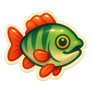 perch fish, emoji style, playful and rounded, Twitter Emoji Stickers vibe sticker