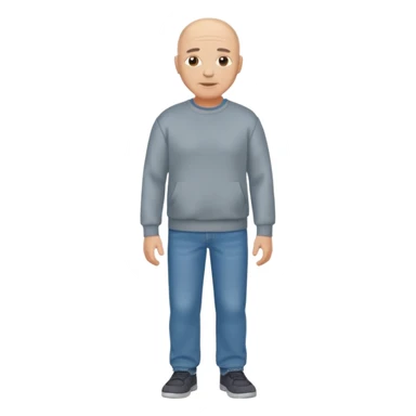 mature bald man sweatshirt and jeans full body sticker