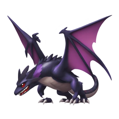Black Cool Edgy Nargacuga-Garchomp-Noivern-Noibat Fakémon  with White and Red and purple and black Edgy markings sticker