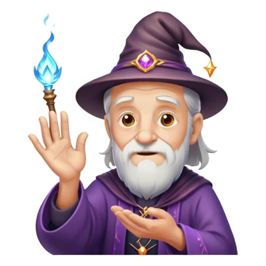 old man casting a magic spell with sparkles and magic effects sticker