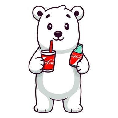polar bear in a Hawaiian shirt drinking Coca Cola sticker