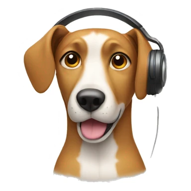 A dog listening to music sticker
