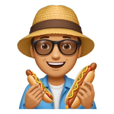 man eating hotdog sticker