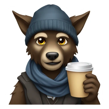 nice werewolf with a beanie reading a book and drinking a coffee to go  sticker