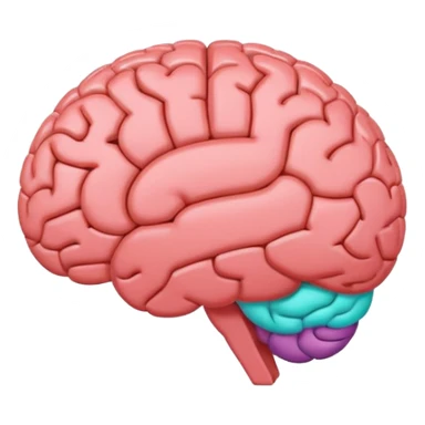 A brain emoji, minimal and colorful with clear outlines, rounded or circular shape sticker