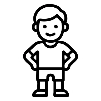 Segmia boy, standing, hands on hips, outlined icon style sticker