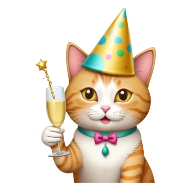 happy birthday cat drinking champagne sticker