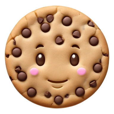 kawaii cookie with chocolate chips and a tiny smiling face sticker