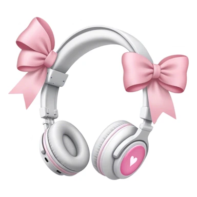 White headphones with 2 light pink bows sticker