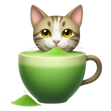 Cat drinking matcha sticker