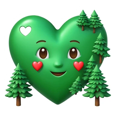a big green heart emoji inscribed on it "I love you Candy"  with small pine trees behind it sticker