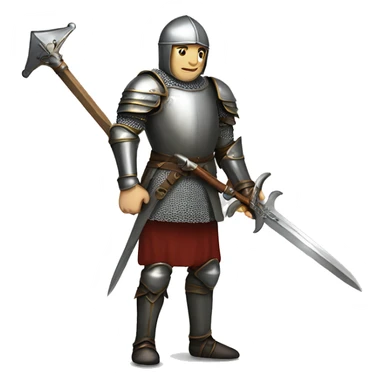 Guy wearing armour from medieval  holding a big sword sticker
