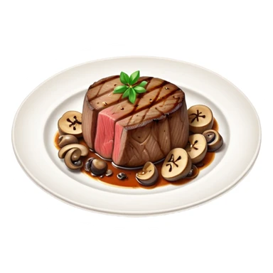 Plate of filet mignon and mushrooms  sticker