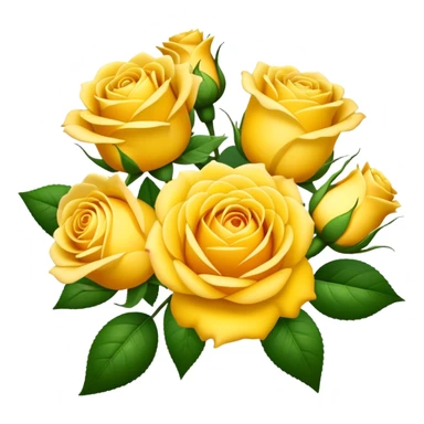 big bouquet Sunshine Yellow Tea Rose, luxuriant, leaf, bud sticker