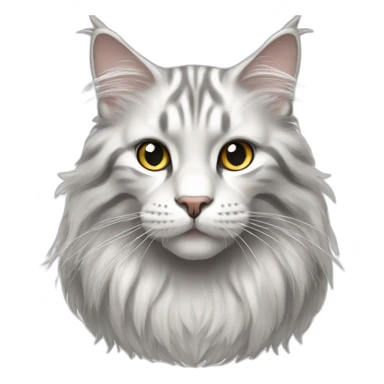 white with gray stripes maine coon cat sticker