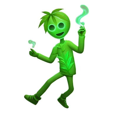 420. neon raving person smoking. dancing raver, hemp leaves sticker