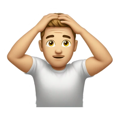 emoji that is realy trying to thing with hands on head sticker