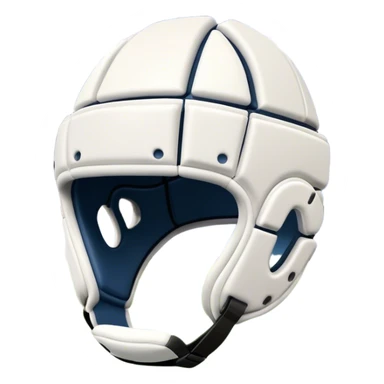 Cinematic Realistic image of rugby headgear with detailed padding and rugged design elements, set against a blurred stadium background with bold, high-contrast lighting that highlights its protective design sticker