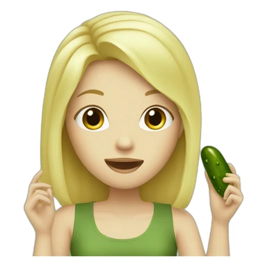 blonde girl eating a pickle sticker