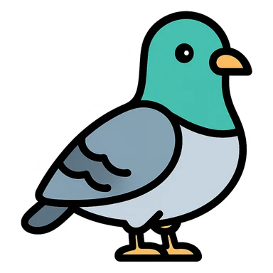 cute pigeon, color outline icon style sticker