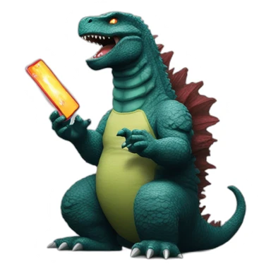 Godzilla playing videogames sticker