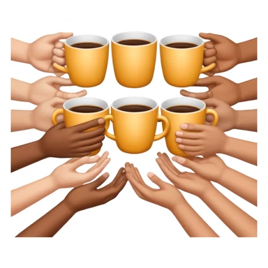 many hands hold the cup

 sticker