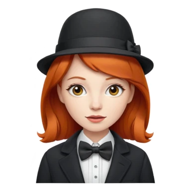 Bow Ties, Coats, and hat, lady, modern, red head sticker