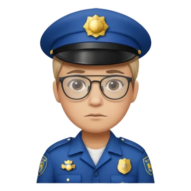 FROWN EXPRESSION WITH GLASSES POLICE sticker