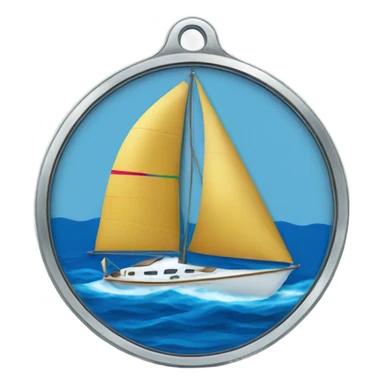 sailing medal with boat in background sticker