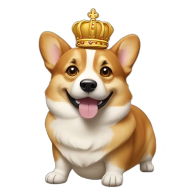 corgi in the shape of bread wearing a crown sticker