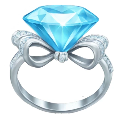 Silver diamond ring with a bow in light blue sticker